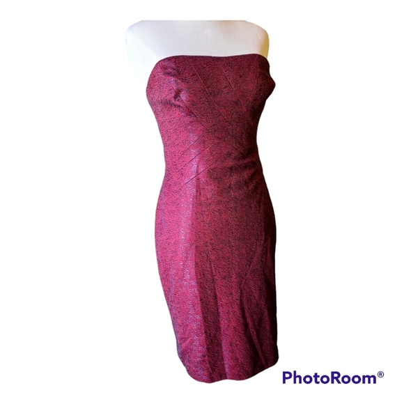 Kay Unger burgundy strapless dress - Picture 3 of 6